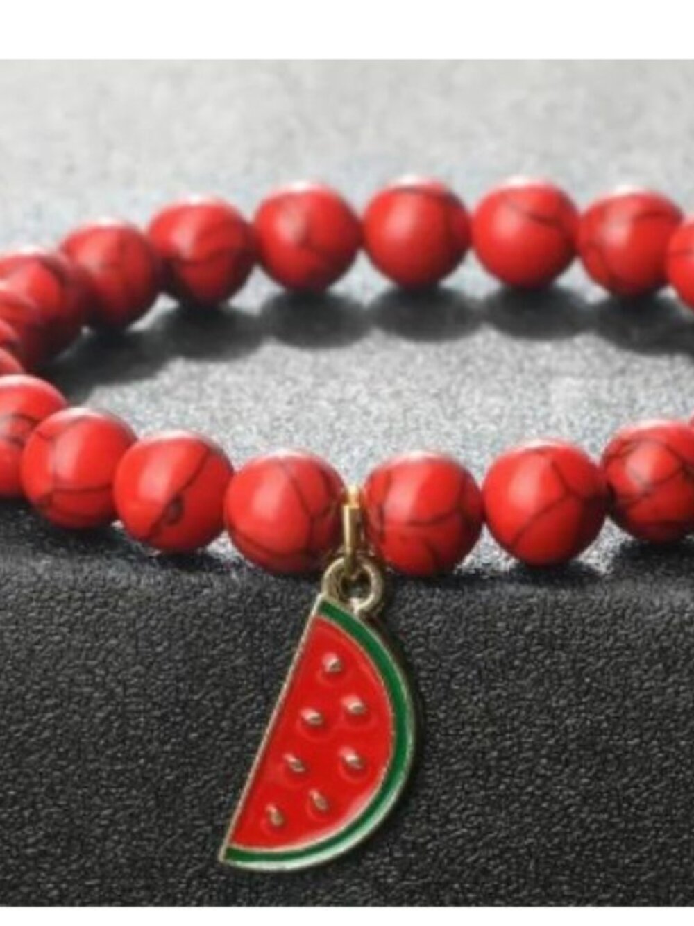 New Red agate Stones elastic bracelet with watermelon charm pendant